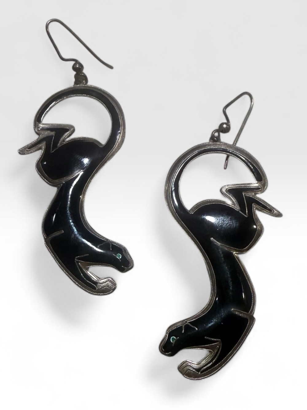 80’s VTG Black Panther Cat Drop Earrings - Women Jewelry Authentic vintage